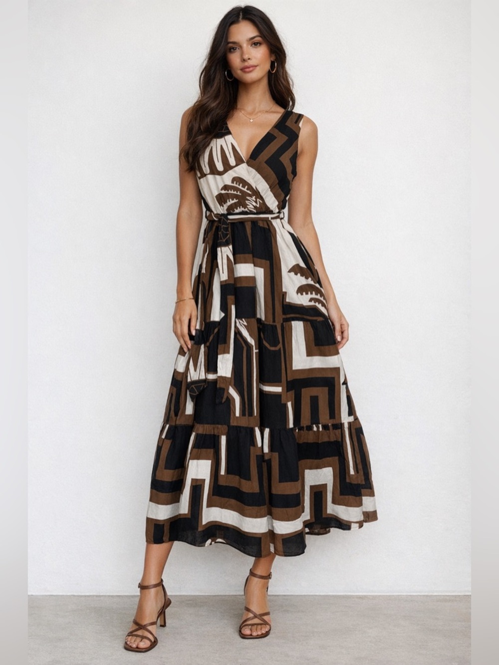 CIVICO 51 cotton tiered maxi dress , sz : medium